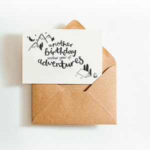 Another Birthday Another Year of Adventures Card printed on earth-friendly paper made from recycled coffee cups image 1