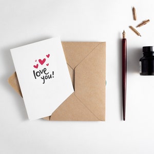Love You Card - Adecuado para San Valentín, Cumpleaños, Compromiso o simplemente para decir que te amo - en blanco por dentro.