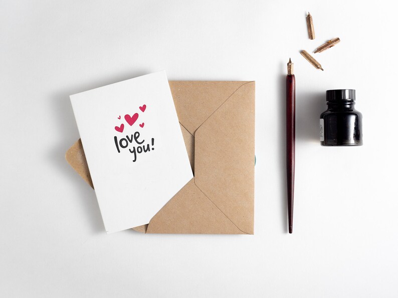Love You Card Suitable for Valentines, Birthday, Engagement or just to say love you blank inside. image 1