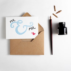 Tarjeta de boda Mr & Mr - En blanco por dentro y la adición perfecta a un regalo para una boda del mismo sexo.