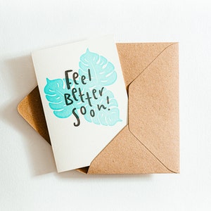 Feel Better Soon Card - imprimé sur du papier respectueux de la terre fabriqué à partir de tasses à café recyclées