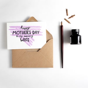 Carte de jour des mères - 'Happy Mother’s Day to my Amazing Wife' Letterpress Card / To My Wife Mother’s Day Card