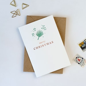 Carte typographique Joyeux Noël en feuille de vigne