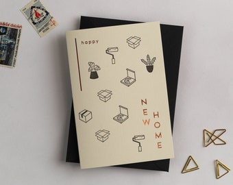 Happy New Home Letterpress Card - Printed on card made from recycled coffee cups