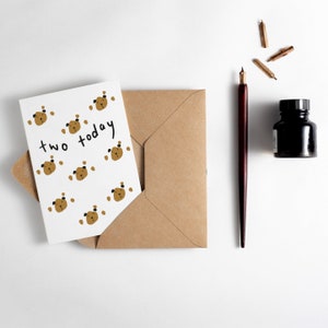 Two Today - Second Birthday Bears Letterpress Card