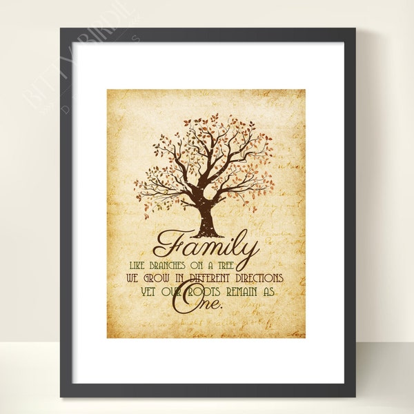 Family Tree | DIGITAL | Family Printable | Family Tree Printable | Family Quote | Home Decor Printable