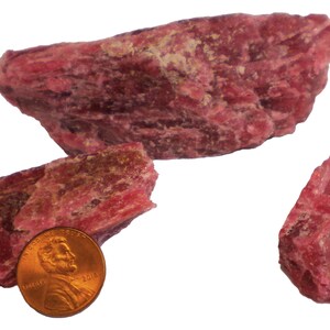 Rhodonite Crystal Specimens - 3 Pc Lot - Approx.185 gram total - RHO004