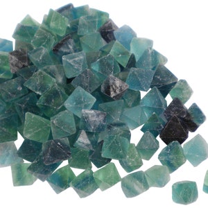 Crystals MED Blue-Green -Bulk Pound Lot Emovendo 1lb Fluorite Octahedron