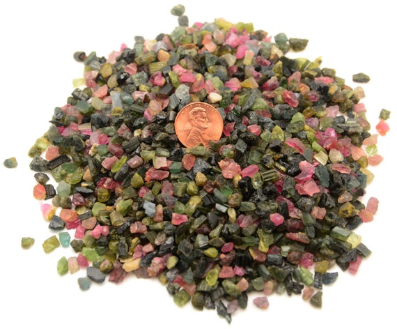 Lot De 50 Perles Tourmaline Multicolores - Chips Rocailles 3-8mm, Création Bijoux