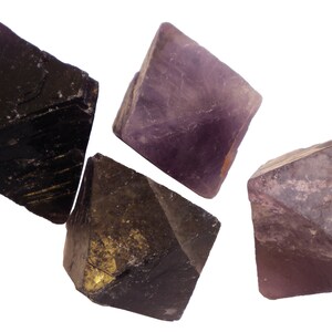 Lila Fluorit Oktaeder Stücke -4stk Lot-1lb-ca. Größe 1,5&quot; bis 2,5&quot; - 021