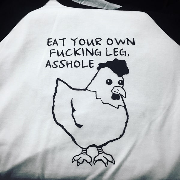 Eat Your Own Leg Vegan Animal Rights Activist Unisex 3/4 Sleeve Cute Chicken Raglan T-shirt Jersey