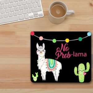 Watercolor Llama Mouse Pad, No Prob-lama Mouse Pad, Cactus Mouse Pad, Llama Mouse Pad, Watercolor Mouse Pad, Office Gift, Teacher Gift