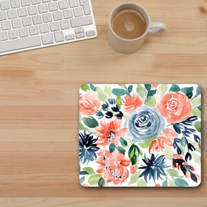 Water Color Mouse Pad. Personalized Mouse Pad. Monogram Mouse Pad. Office Gifts. Teacher Gifts. Promotional Items.Floral Mouse Pad. F2