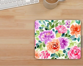 Water Color Mouse Pad. Personalized Mouse Pad. Monogram Mouse Pad. Office Gifts. Teacher Gifts. Promotional Items.Floral Mouse Pad. F1