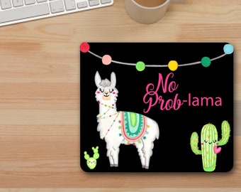 Watercolor Llama Mouse Pad, No Prob-lama Mouse Pad, Cactus Mouse Pad, Llama Mouse Pad, Watercolor Mouse Pad, Office Gift, Teacher Gift