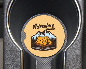 Car Coasters,Set of 2, Adventure Awaits Car Coasters, Camping Car Coasters,