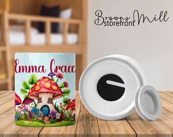 Personalized Coin Bank - Personalized Money Bank - Custom Coin Bank - Mushroom Piggy Bank -Mushroom Coin Bank