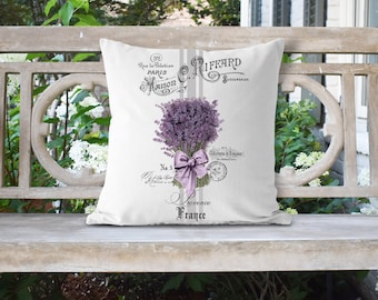 French Lavender Pillow Cover/Lavender Home Decor/Shabby Chic Pillow Cover/French Country Decor/Country Decor/Decorative Pillow/French Pillow