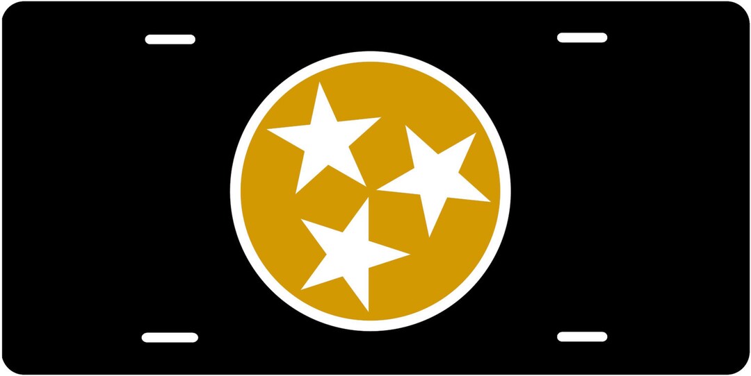 Gold and Black Tri Star License Plate. License Plate Frame. Custom License Plate. Personalized