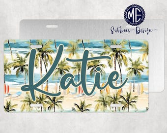 Surfer License Plate Frame | Custom Beach Car Decor | Surfer Gift | Tropical Vibes License Plate Holder