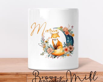 Personalized Coin Bank - Personalized Money Bank - Custom Coin Bank - Fox Coin Bank