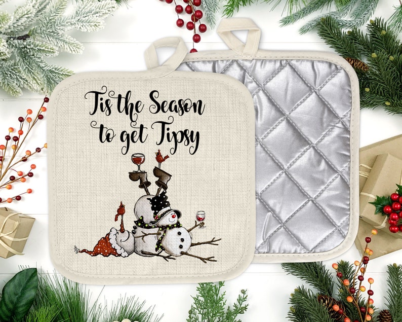 Es la temporada para obtener Tipsy Snowman Towel, , Funny Wine Towel, Tipsy Wine Snowman Towel, Snowman Kitchen Accent, Gift for Wine Drinkers imagen 4
