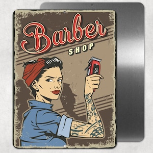 Vintage Barber Shop Sign, Retro Barber Shop Metal Sign, Salon Sign, Barber Gift, Barber Shop Gift