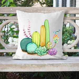 Cactus 18x18 Pillow//Custom Pillows//Housewarming Gifts//Pillow Cover//Throw Pillow//Watercolor Cactus Pillow Cover