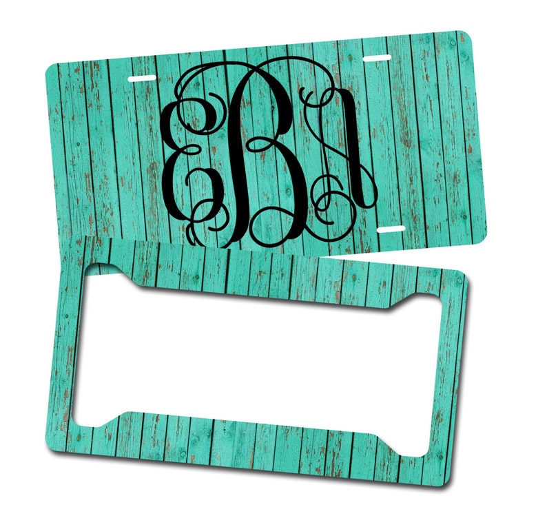 Personalized Monogram License Plate. License Plate Frame. Teal Etsy
