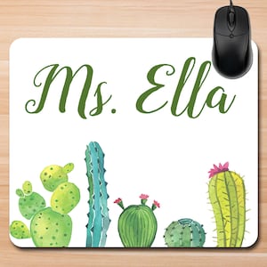 Cactus Mouse Pad/Personalized Mouse Pad/Custom Gifts/Teachers Gifts/Office Gifts/Promotional Items/Monogram Mouse Pad/Blooming Cactus