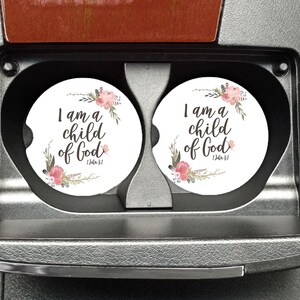 I Am a Child of God Car Coasters, Monogram Car Coasters, Sandstone Coasters, Custom Coasters, Bible Verse Car Coasters, I John 3:1