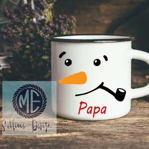 Taza de campamento personalizada, taza de campamento para niños, taza de coco caliente para niños, taza de muñeco de nieve para niños, taza de cara de muñeco de nieve, taza de campamento de Navidad, taza de muñeco de nieve imagen 3