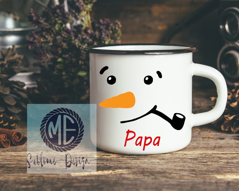 Taza de campamento personalizada, taza de campamento para niños, taza de coco caliente para niños, taza de muñeco de nieve para niños, taza de cara de muñeco de nieve, taza de campamento de Navidad, taza de muñeco de nieve imagen 3