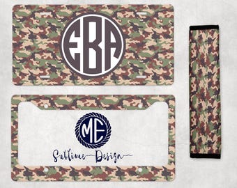 Custom Personalized License Plate - Monogrammed or Personalized Gifts -  Camo License Plate - Car Coasters - Hitch Cover