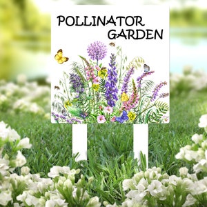 Pollinator's Garden Sign-Metal Honey Bee Yard Stake-Save the Bees Signs-Honey Bee Sign-Organic Garden Sign