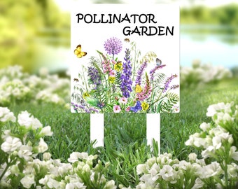 Pollinator's Garden Sign-Metal Honey Bee Yard Stake-Save the Bees Signs-Honey Bee Sign-Organic Garden Sign