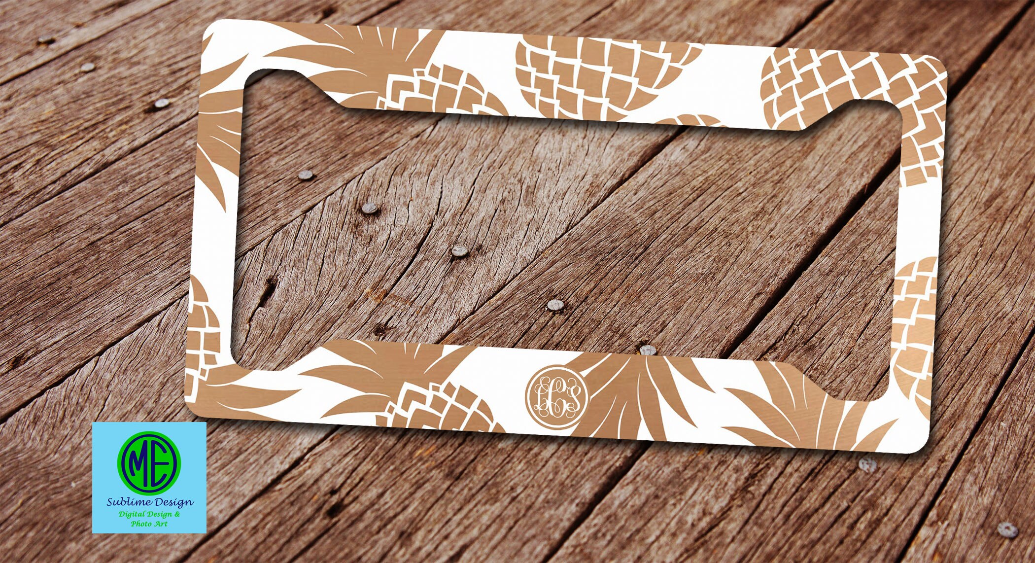 Pineapple License Plate. Monogram Pineapple License Plate. Etsy