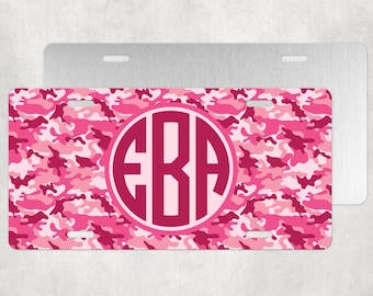 Custom Personalized License Plate - Monogrammed or Personalized Gifts -  Pink Camo License Plate - Car Coasters - Hitch Cover