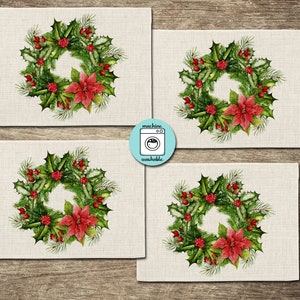 Holiday Placemat-Set of 4 Winter Placemats-Christmas Tree Placemats-Farmhouse Set of 8 Placemats-Christmas Placemats