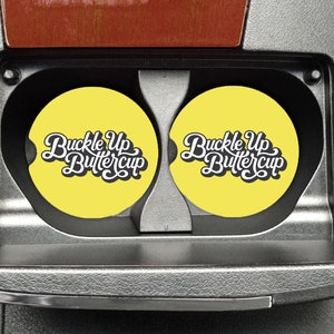 Car Coasters, Set of 2, Buckle Up Buttercup