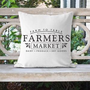 Farmer&#39;s Market Farmhouse 18x18 Pillow//Custom Pillows//Housewarming Gifts//Pillow Cover//Throw Pillow//Farm House Pillow Cover