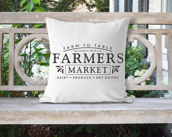 Farmer's Market Farmhouse 18x18 Pillow//Custom Pillows//Housewarming Gifts//Pillow Cover//Throw Pillow//Farm House Pillow Cover