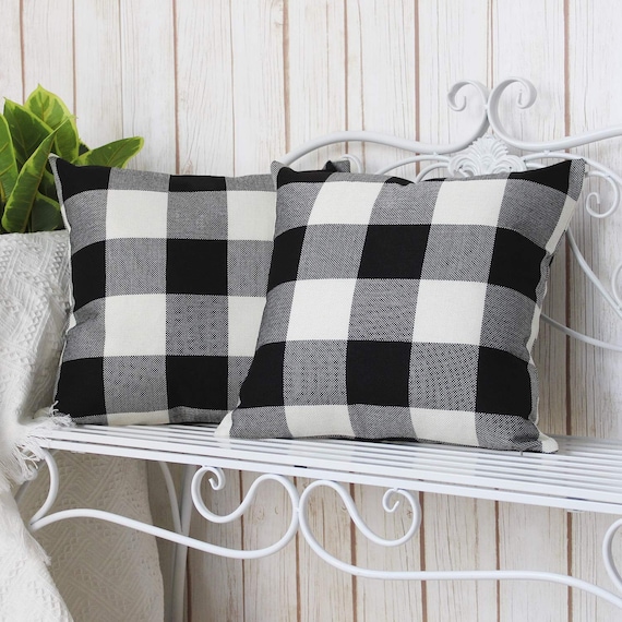Buffalo Plaid Farmhouse Pillow Cover, Black Buffalo Check Pillow