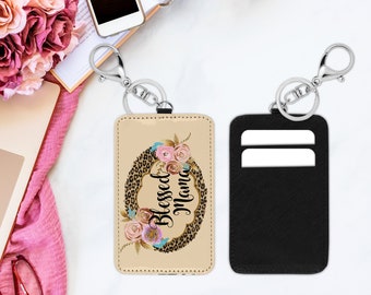 Personalized Cardholder Keychain, Key Fob Wallet, Cardholder Keychain, Gift Card Holder, Blessed Mama Card Holder, ID Holder