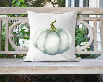 White Pumpkin Pillow Cover, Halloween Pillow Cover, Farmhouse Decor, Farmhouse Pillow, Watercolor Pumpkin Pillow,Halloween Pillow Case