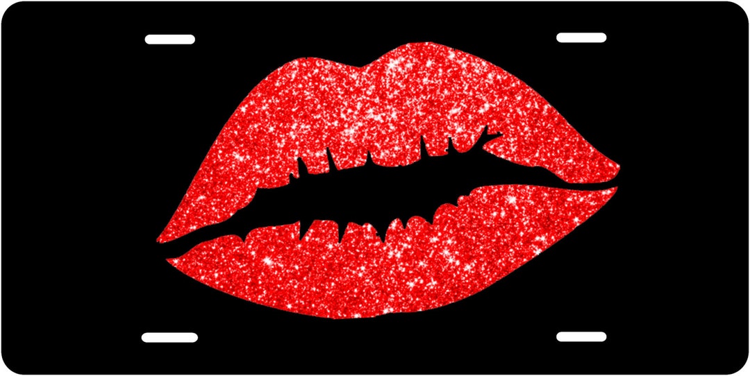 Glitter Look Lips License Plate/faux Glitter Kiss License Etsy