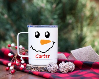 Personalized Camp Mug, Camp Mug for Kids, Children's Hot Coco Mug, Snowman Mug for Kids, Snowman Face Mug, Christmas Camp Mug, Snowman Mug