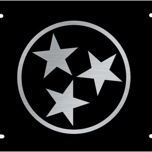 Tennessee Tristar License Plate/Black TN Tri Star License Plate/Black and Silver Tennnesse Flag License Plate/Plate Frame/Key Chain