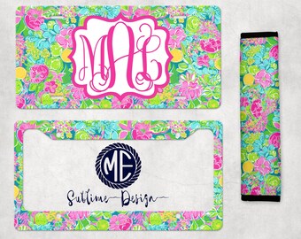 Tropical Floral License Plate Frame | Custom Beach Car Decor | Surfer Gift | Tropical Vibes License Plate Holder
