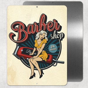 Vintage Barber Shop Sign, Retro Barber Shop Metal Sign, Salon Sign, Barber Gift, Barber Shop Gift
